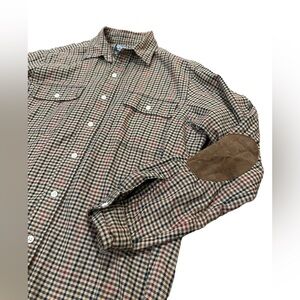 Polo Ralph Lauren plaid button up with elbow patches size medium!